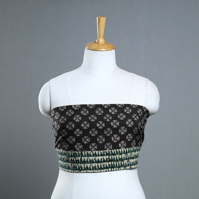 Black - Block Print Cotton Pipad Blouse Piece 134