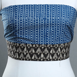 Blue - Block Print Cotton Pipad Blouse Piece 135