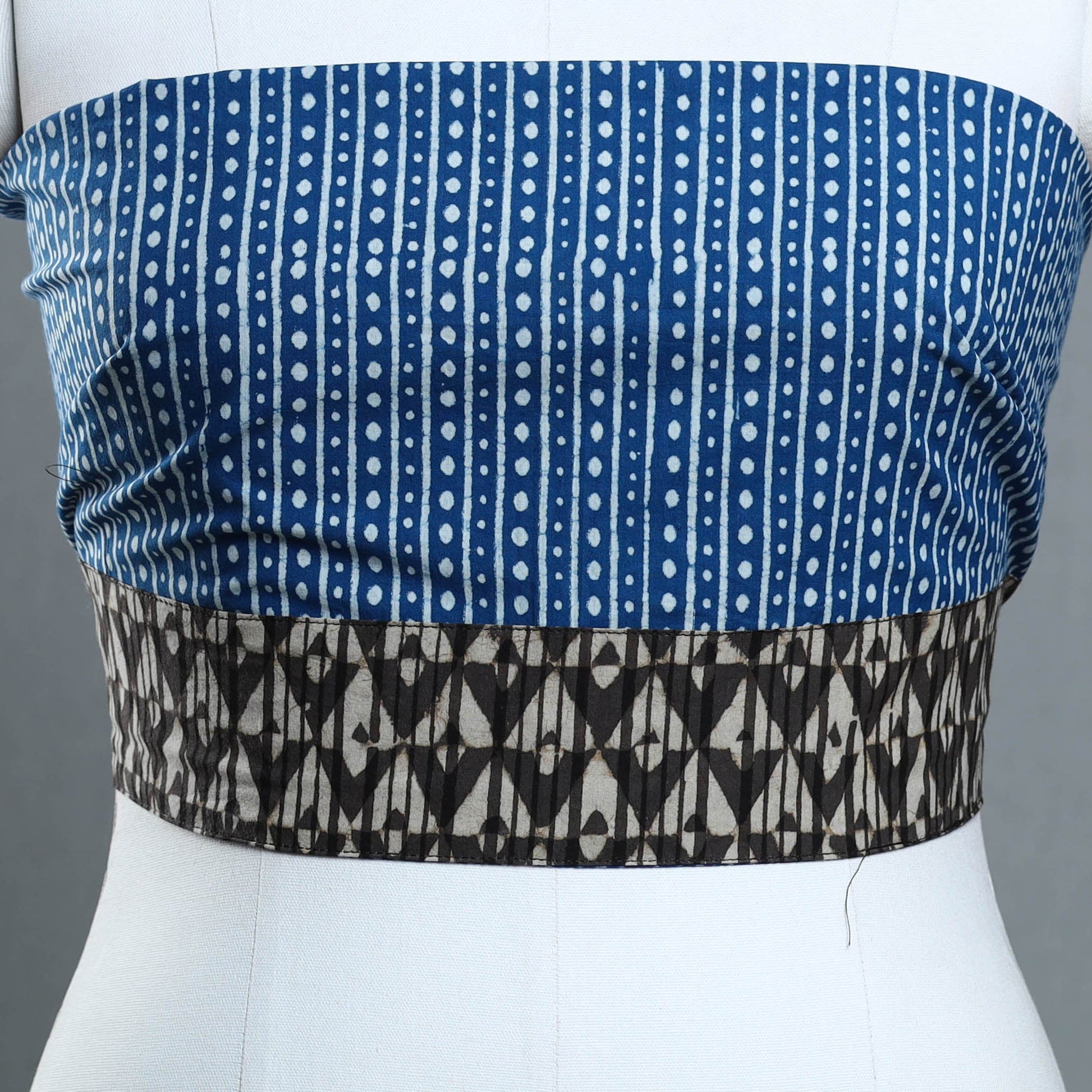 Blue - Block Print Cotton Pipad Blouse Piece 135