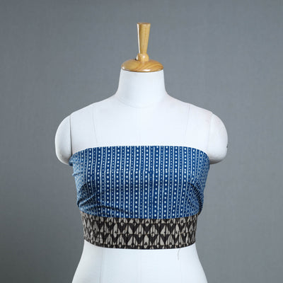 Blue - Block Print Cotton Pipad Blouse Piece 135