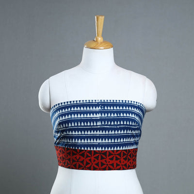 Blue - Block Print Cotton Pipad Blouse Piece 139