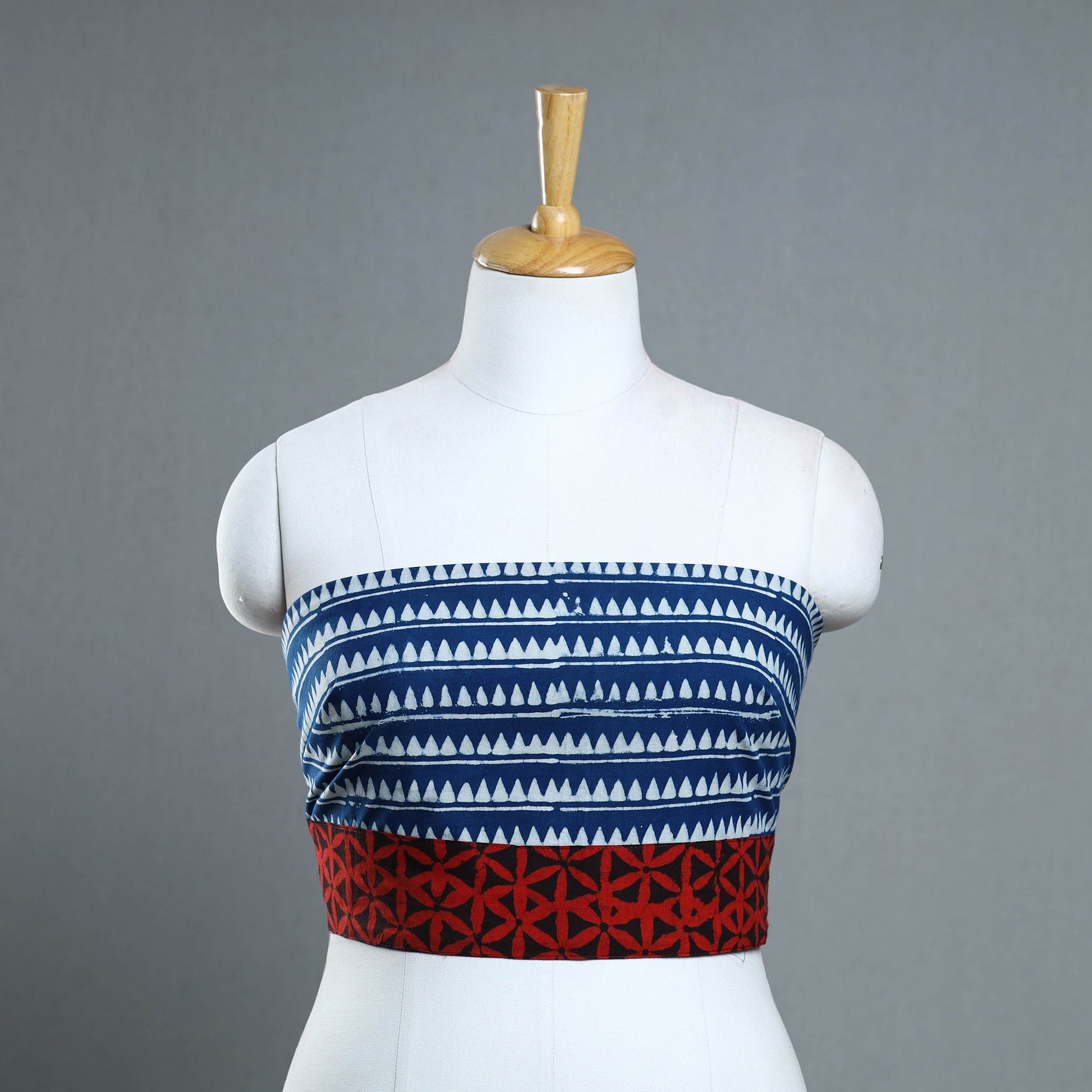 Blue - Block Print Cotton Pipad Blouse Piece 139