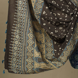 Blue - Ajrakh Block Printed Cotton 3pc Suit Material Set