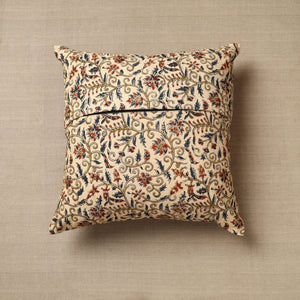 Beige - Original Pedana Block Print Cotton Kalamkari Cushion Cover 26