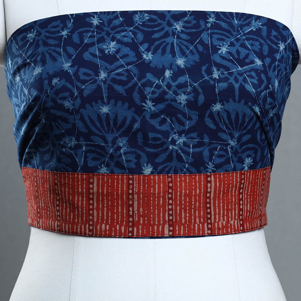 Blue - Block Print Cotton Akola Blouse piece 142