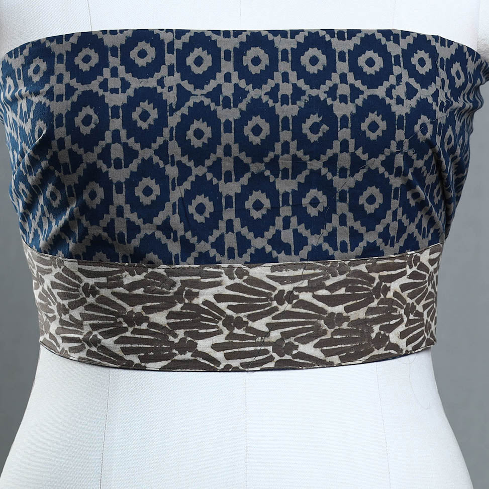 Blue - Block Print Cotton Akola Blouse piece 153