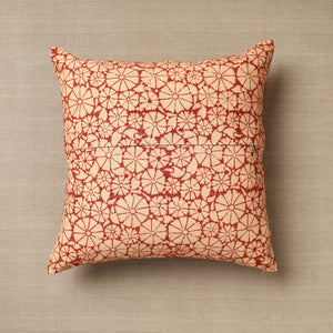 Beige - Original Pedana Block Print Cotton Kalamkari Cushion Cover 28