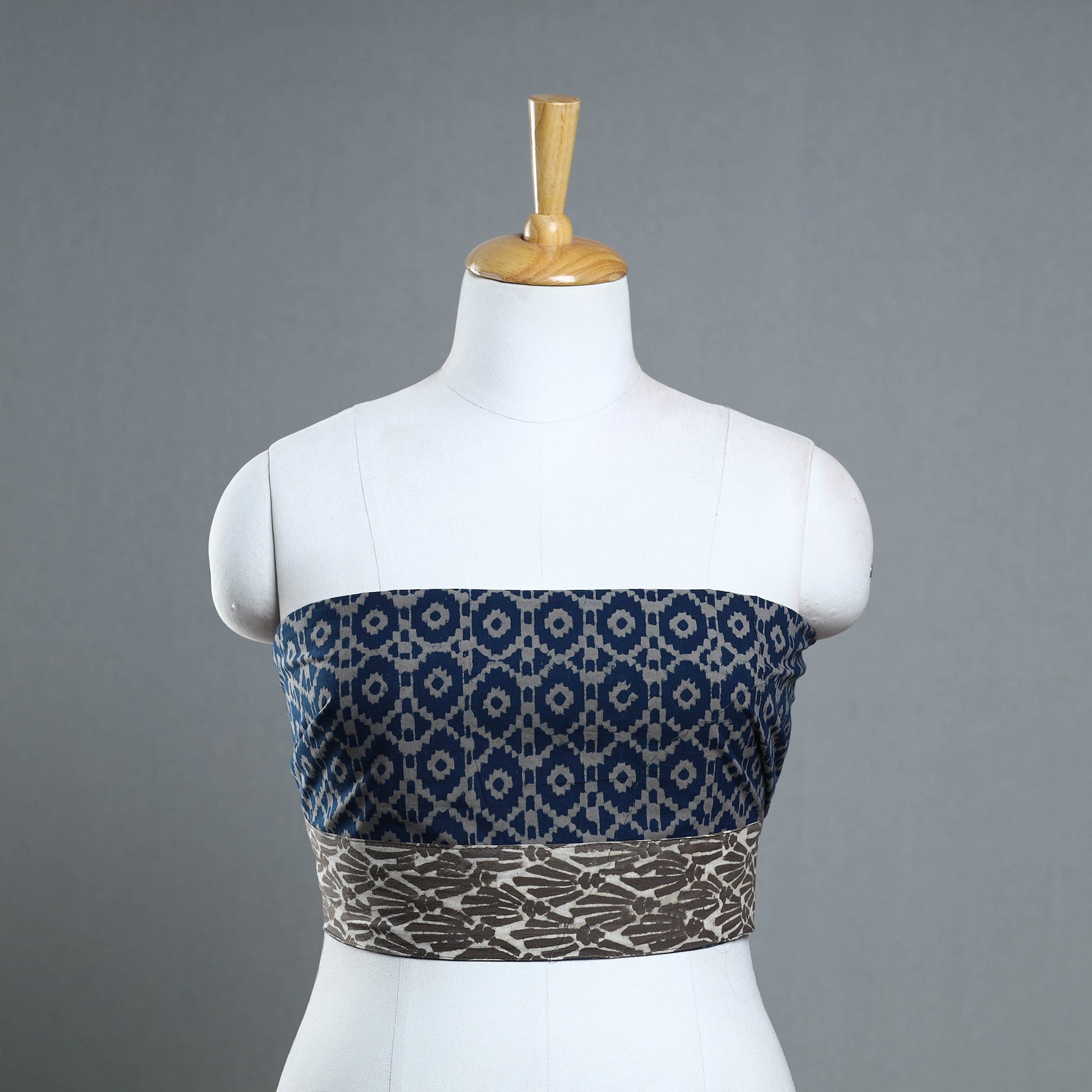 Blue - Block Print Cotton Akola Blouse piece 153