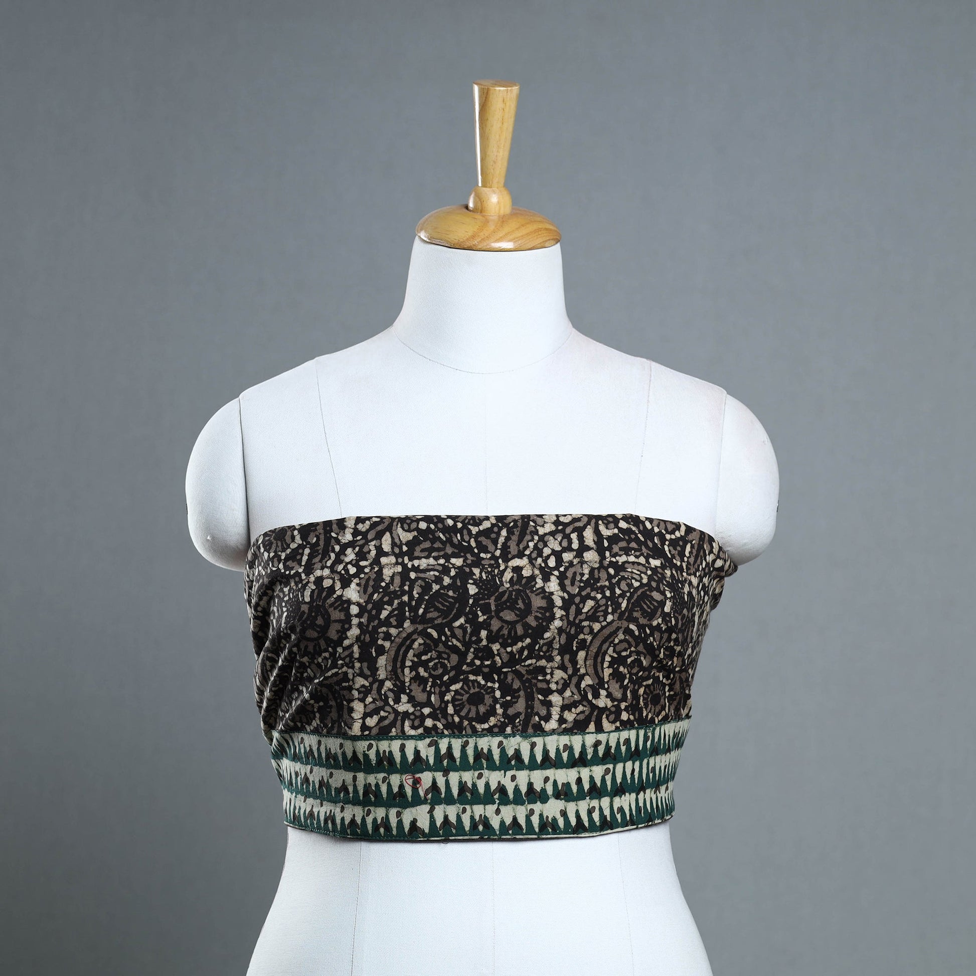 Black - Block Print Cotton Akola Blouse piece 155