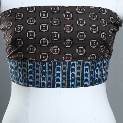 Brown - Block Print Cotton Pipad Blouse Piece 156