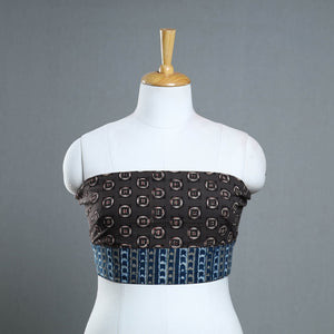 Brown - Block Print Cotton Pipad Blouse Piece 156