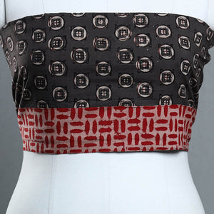 Brown - Block Print Cotton Pipad Blouse Piece 157