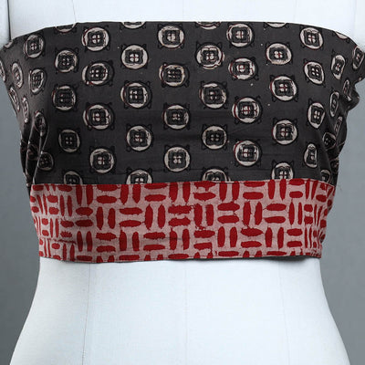 Brown - Block Print Cotton Pipad Blouse Piece 157
