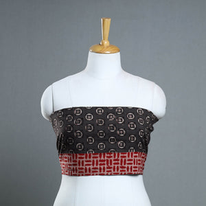 Brown - Block Print Cotton Pipad Blouse Piece 157