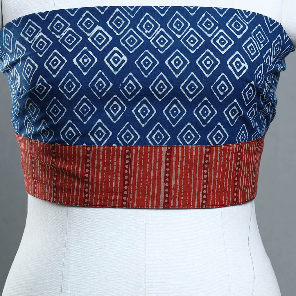 Blue - Block Print Cotton Pipad Blouse Piece 158