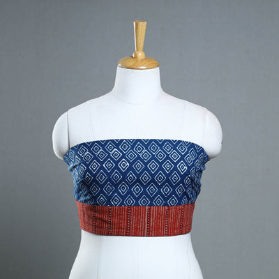 Blue - Block Print Cotton Pipad Blouse Piece 158