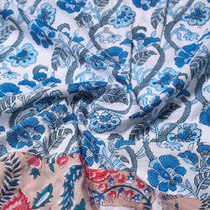 Blue - Block Printed Cotton Blouse Piece 92