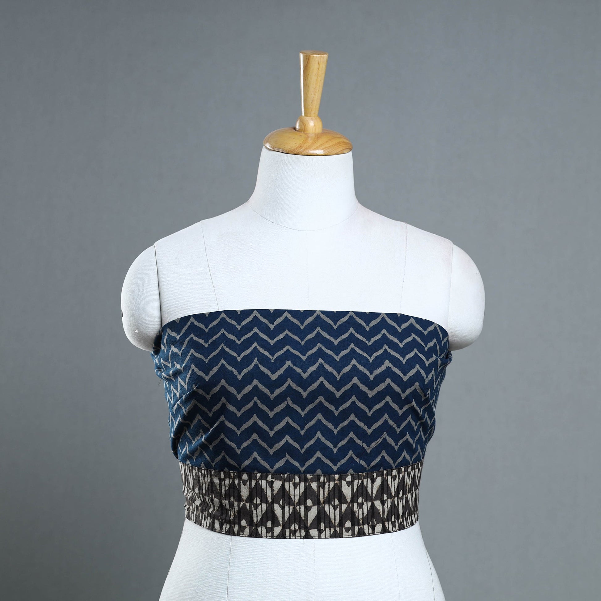 Blue - Block Print Cotton Akola Blouse piece 162