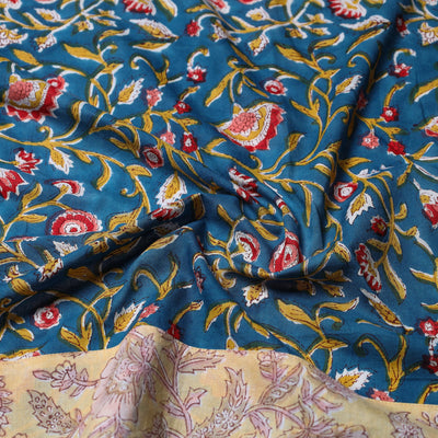 Blue - Block Printed Cotton Blouse Piece 88