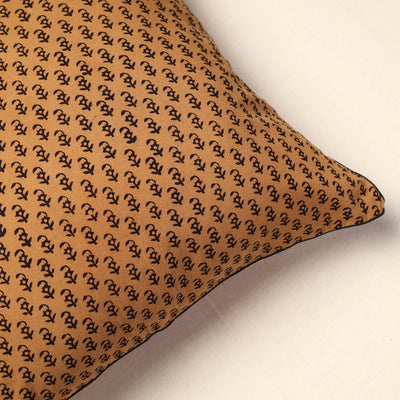 Brown - Bagh Block Printed Cotton Cushion Cover (16 x 16 in) 06