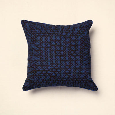 Blue - Bagh Block Printed Cotton Cushion Cover (16 x 16 in) 07