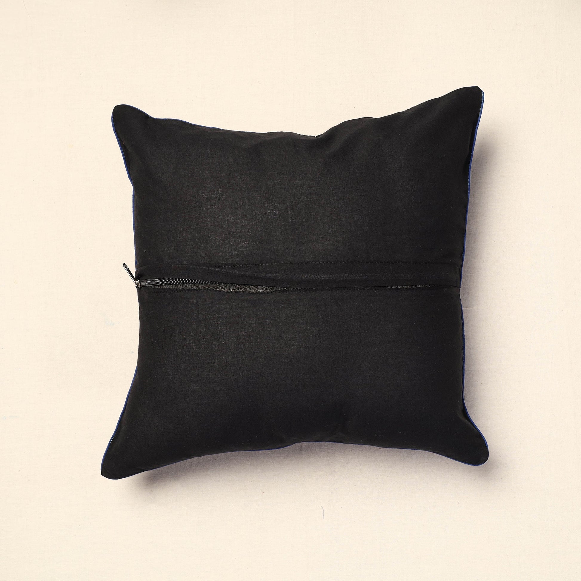 Blue - Bagh Block Printed Cotton Cushion Cover (16 x 16 in) 07
