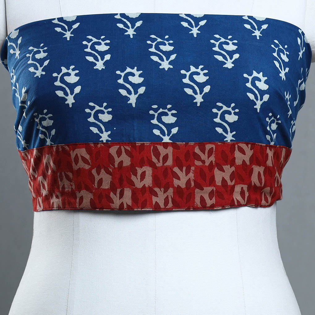 Blue - Block Print Cotton Pipad Blouse Piece 168