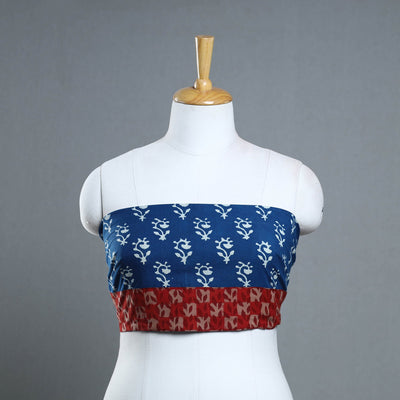 Blue - Block Print Cotton Pipad Blouse Piece 168