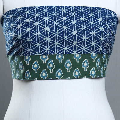 Blue - Block Print Cotton Pipad Blouse Piece 172