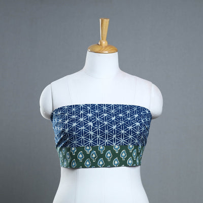 Blue - Block Print Cotton Pipad Blouse Piece 172