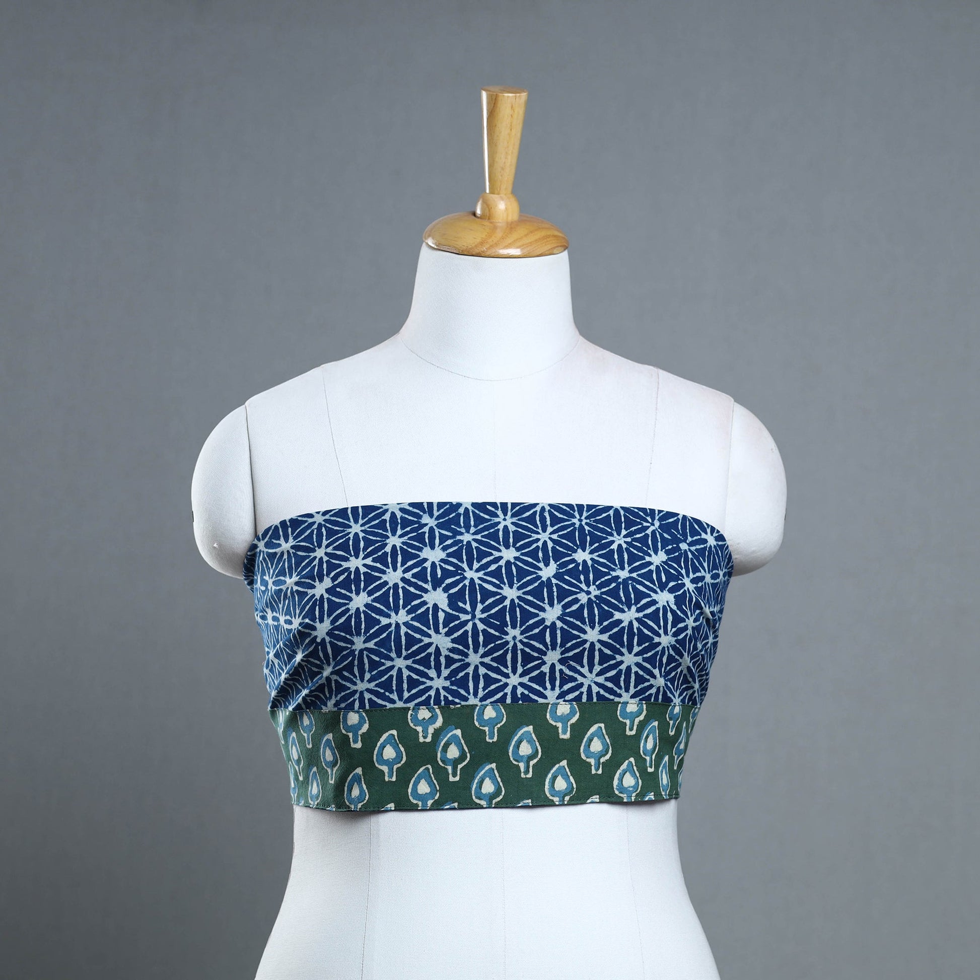 Blue - Block Print Cotton Pipad Blouse Piece 172