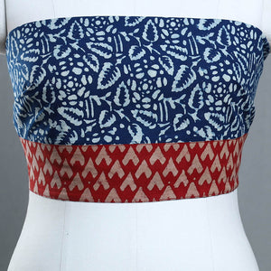 Blue - Block Print Cotton Pipad Blouse Piece 173