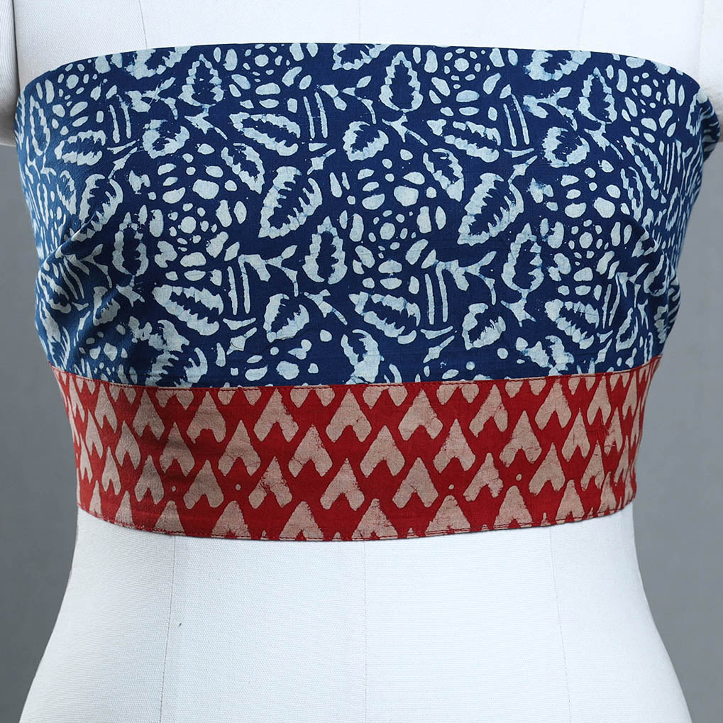 Blue - Block Print Cotton Pipad Blouse Piece 173