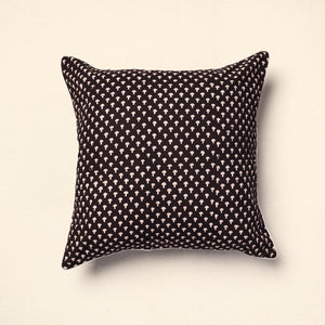 Black - Bagh Block Printed Cotton Cushion Cover (16 x 16 in) 11