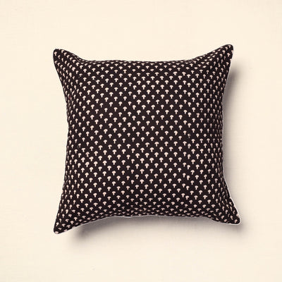 Black - Bagh Block Printed Cotton Cushion Cover (16 x 16 in) 11