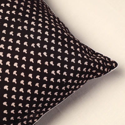 Black - Bagh Block Printed Cotton Cushion Cover (16 x 16 in) 11