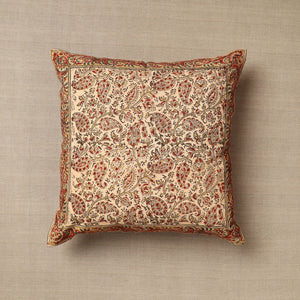 Beige - Original Pedana Block Print Cotton Kalamkari Cushion Cover 32