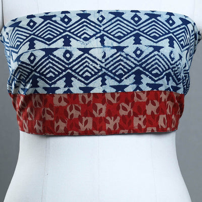 Blue - Block Print Cotton Pipad Blouse Piece 177