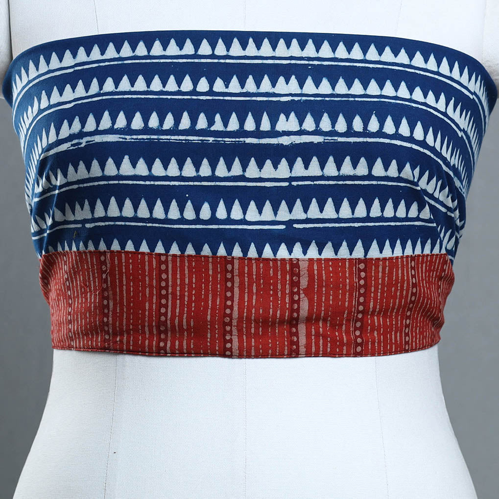 Blue - Block Print Cotton Pipad Blouse Piece 179