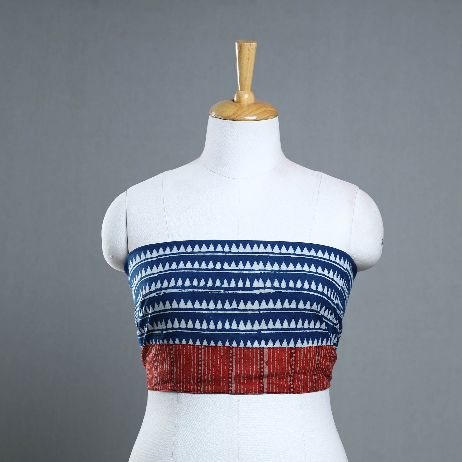 Blue - Block Print Cotton Pipad Blouse Piece 179