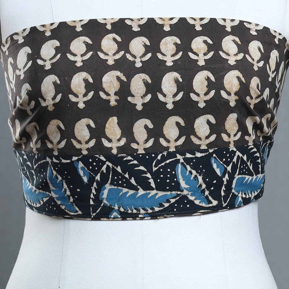 Brown - Block Print Cotton Pipad Blouse Piece 180