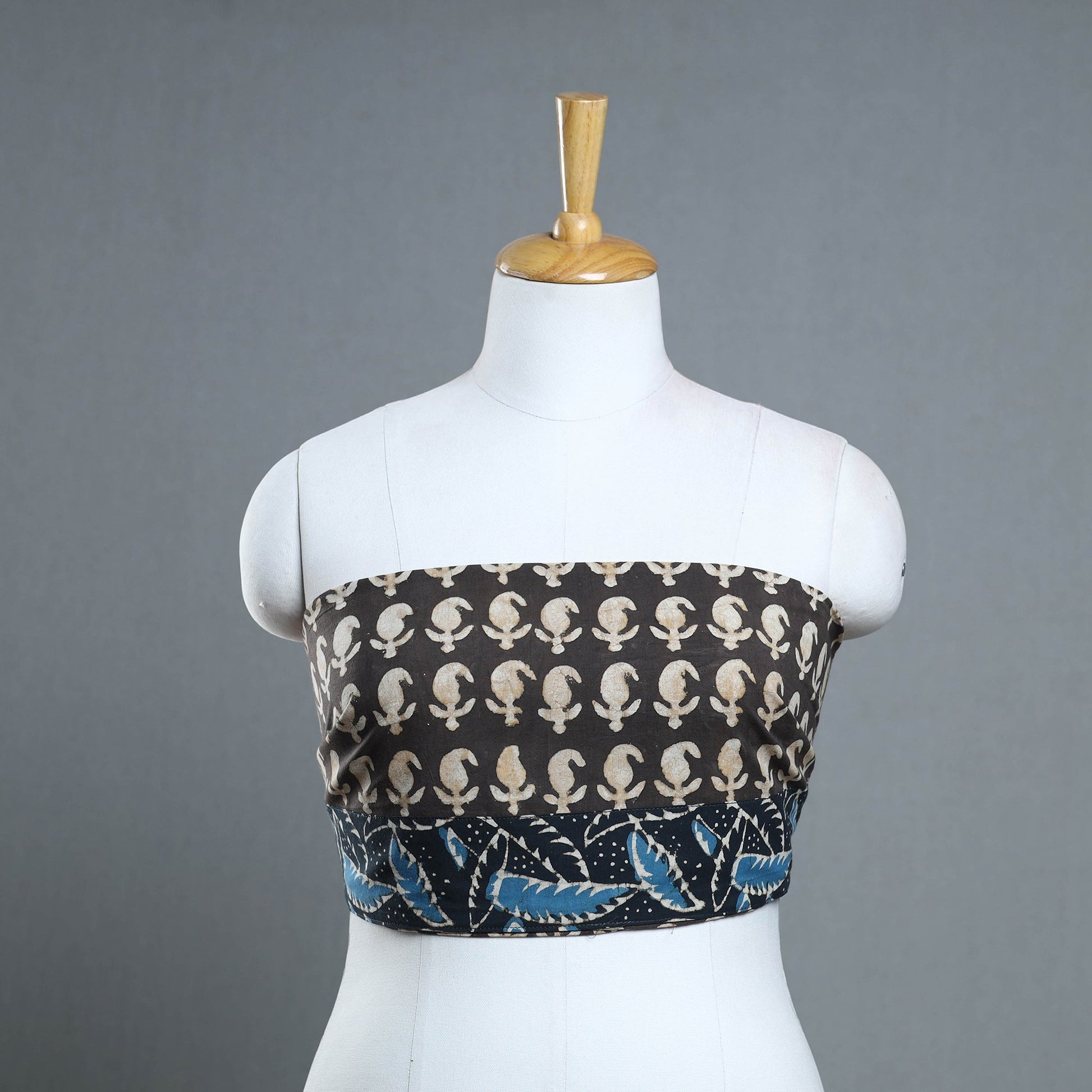 Brown - Block Print Cotton Pipad Blouse Piece 180