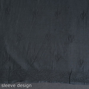 Black - Hand Embroidery Mul Cotton Chikankari Kurta Material 46