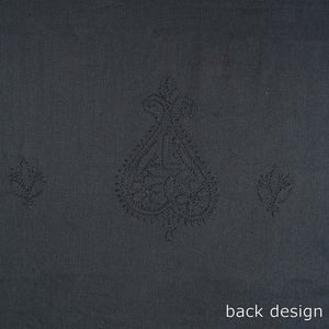 Black - Hand Embroidery Mul Cotton Chikankari Kurta Material 46
