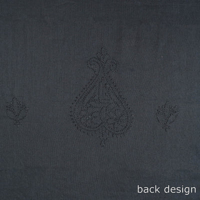 Black - Hand Embroidery Mul Cotton Chikankari Kurta Material 46