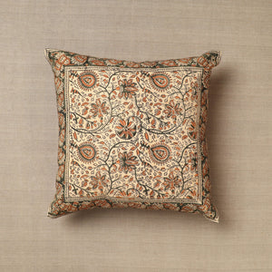 Beige - Original Pedana Block Print Cotton Kalamkari Cushion Cover 33