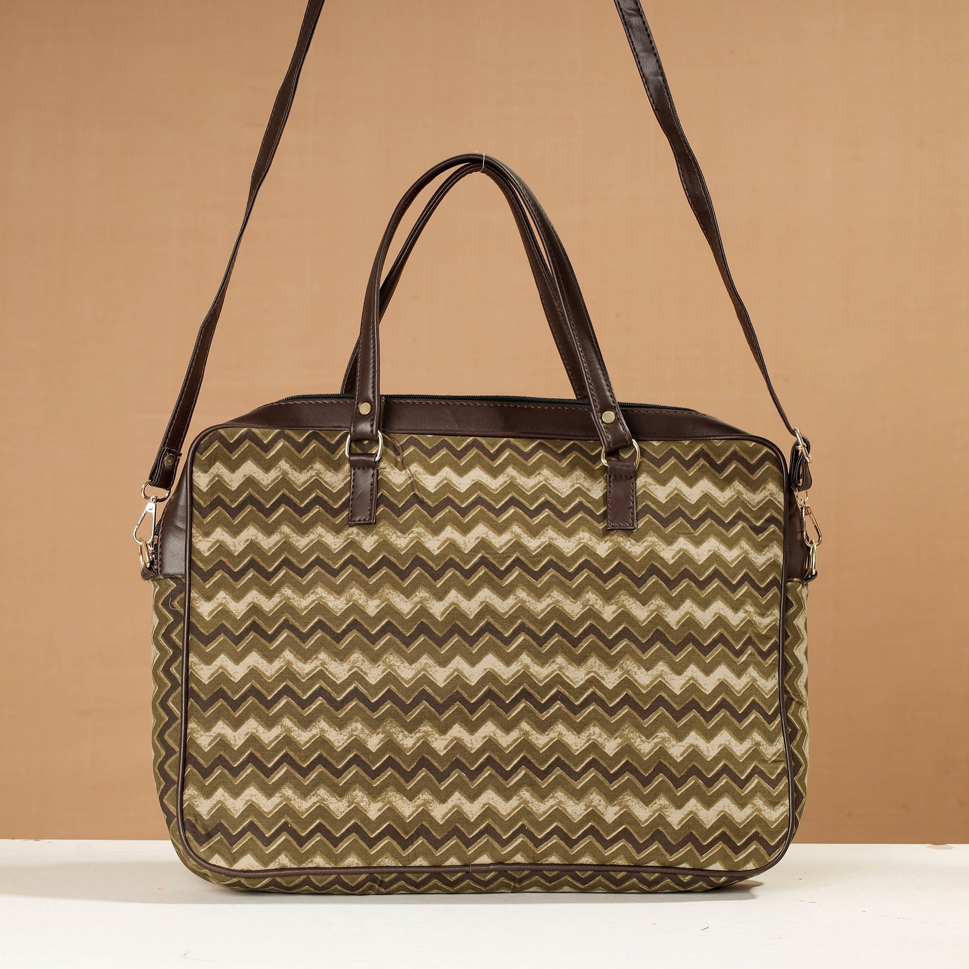 Brown - Handcrafted Printed Laptop Bag 14