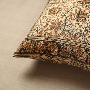 Beige - Original Pedana Block Print Cotton Kalamkari Cushion Cover 33