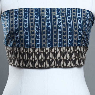 Blue - Block Print Cotton Pipad Blouse Piece 182