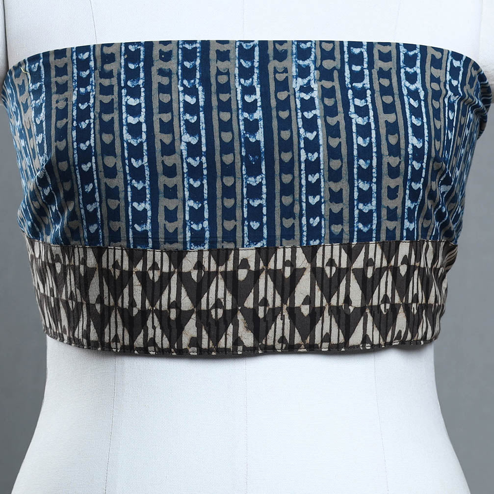 Blue - Block Print Cotton Pipad Blouse Piece 182